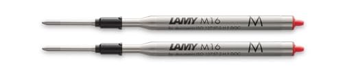 LAMY M16 Kugelschreiber-Großraummine aus Metall - Original Ersatzmine für alle Lamy Kugelschreiber Modelle - dokumentenecht - (2er Pack, Rot M)