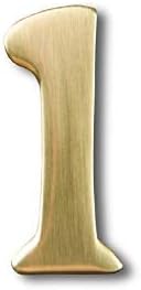 GSi 2" Inch Mailbox Solid Brass Number #1 | Williamsburg Font Floating & Self-Adhesive House Numbers | 3M Double Sided Automotive Trim Sticky Tape Weatherproof, Clear Coat Sealed