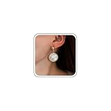 Inateannal Boho Grandes Pendientes De Perlas Colgantes Blanco Ronda Grandes Pendientes De Perlas Bola De Oro Pendiente De Perla Bola De La Boda Pendiente De La Gota Joyería Nupcial Para Las Mujeres