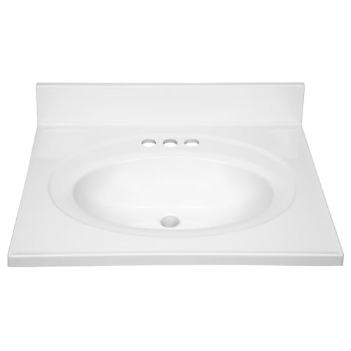 Image of 25 Inch Cultured Marble Vanity Top with Backsplash, Improved Package, White - Design House, 586222