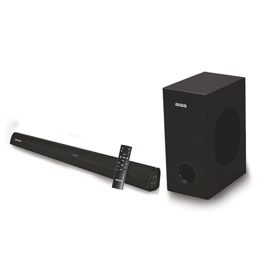 Image of Aiwa Signature Sound | Soundbar with Bluetooth V5.3 and Powerful Bass, 5.25 Inches Subwoofer, 2.1 Channel with Remote Control, SD Card HDMI AUX USB 120W Surround Sound | KANDO - AW-SSB120 (Black)