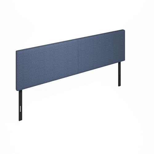 Image of Furinno Roanne Headboard King Size, Plain Upholstered Wooden Head Board, Bed Frame Mount, Easy Assembly, for Bedroom, Dorm, Blue Denim