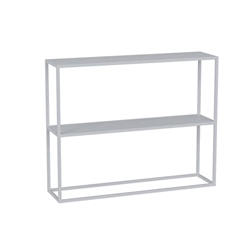 uemlle - Tables De Dos De Canapé Étroite -FYongShu, Table De Canapé à Double Niveau, Table De Console De Fer Forgé Haute Support Compact Avec Unité De étagère, Blanc, Table D'entrée Noi(Size:100CM,Color:White)