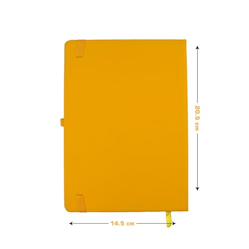 Image of Cubic Premium A5 PU Leather Hardbound Diary | Yellow Color | Elastic Closure | Built-in Bookmark | Pen Holder | Ideal for Work, Study & Journaling