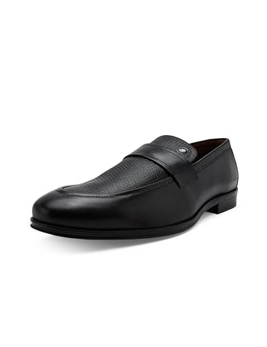 Image of Louis Philippe Men Premium Leather Breathable Lining Material Anti Slip with Heel TPR Sole Formal Slip-on Shoes