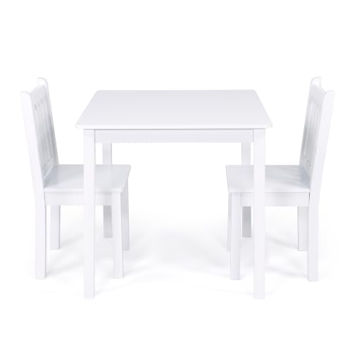 Image of Humble Crew Toddler Table and Chair Set for Kids, Wood Activity Furniture | Sturdy 3 piece playroom or bedroom desk, perfect size for crafts, snacks, homework, and learning, includes 2 matching seats