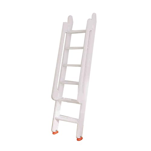 Escalera de madera para litera con ganchos de anclaje y soportes de metal 2