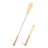 UPTALY - 2 cepillos de nailon extralargos (1 pieza de 62 cm + 1 pieza de 32 cm), mango de madera de haya, con poste de acero inoxidable, cabeza de codo, para botella alta, vasos grandes, agua Jag