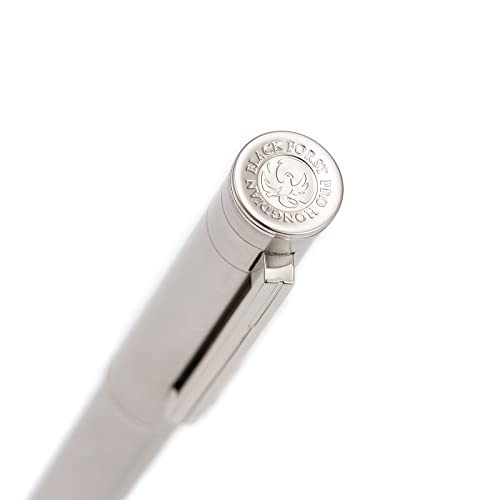 Image of HONG DIAN Forest Pro Silver Stainless Steel Fountain Pen, Medium Nib Classic Design Smooth Writing Pen with Ink Refill Converter and Metal Pen Box Set