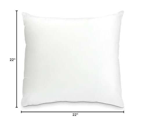 Foamily Throw Pillow Insert 22 x 22 inch Hypoallergenic 100% Virgin Fiber Bed, Sofa, Couch Decorative Indoor Pillows Made in USA