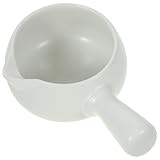 MOTHNUR Olla de Cerámica para Leche 700 Ml, Cacerola Mini Asa Blanca, Adecuado para Calentar Sopa y Preparar Comida para Bebés, Sartén Multiusos para Cocina Doméstica