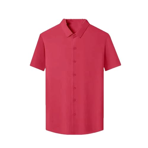 Chemise décontractée à manches courtes avec revers boutonné rouge M