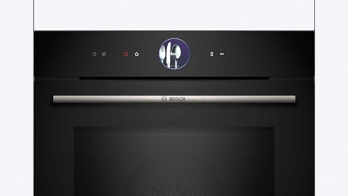 Bosch HMG776NB1, Serie 8 smarter Einbau-Backofen mit Mikrowellenfunktion, 60 x 60 cm, Schwarz, Made in Germany, Pyrolyse, Air Fry, Digitaler Bedienring Touchdisplay, Automatikprogramme auf Knopfdruck