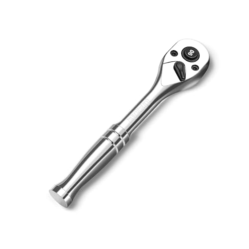 boen 1/4-Inch Drive Ratchet, 90-Tooth Quick-Release Ratchet Wrench, 4-Degree Swing, Reversible, Chrome Alloy Made, Full Polished