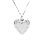 Azusa Sun Women Locket Necklace Stainless Steel 18k Gold Plated Photo Lockets Statement Gift Valentines Heart Locket Necklace Jewelry - Silver