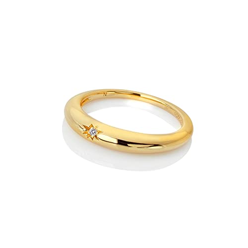 Image of Hot Diamonds Gold Plated Sterling Silver Band Ring with Real Diamond, 925 Silver (S)