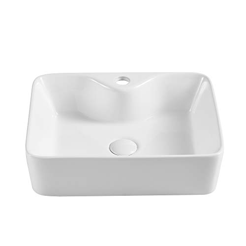 White Bathroom Sink Above Counter Ceramic Bathroom Vanity Sink Bathroom Sink Art Basin (19-1/4 Rectangle)