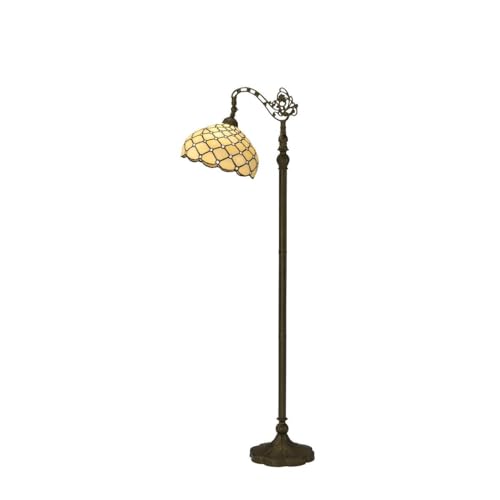 Image of WERFACTORY Tiffany Floor Lamp Cream Amber Stained Glass Bead Arched Lamp