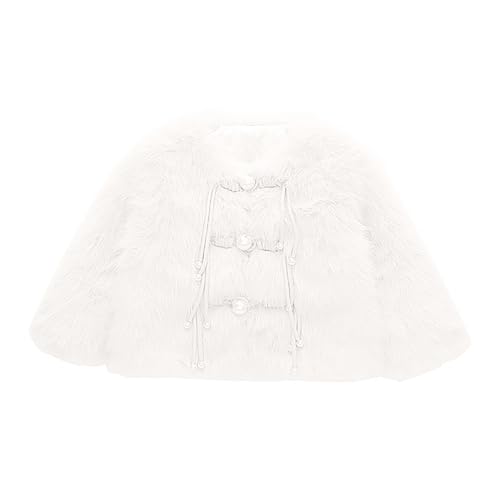 Baby Girls Faux 𝗙𝘂r Jacket Thicken Fluff Long Sleeve Button Crewneck Windproof Outerwear Winter Warm Coat