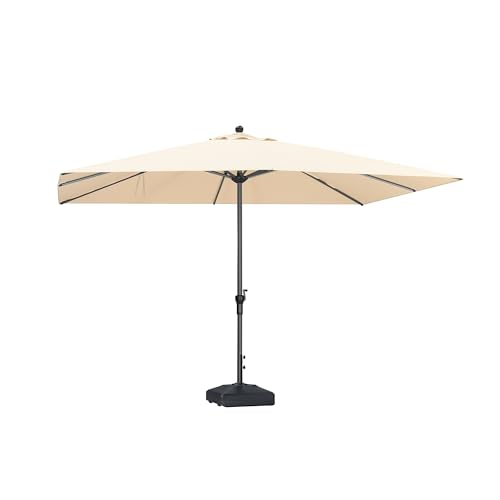 Image of PURPLE LEAF Outdoor Market Umbrella 11.5' x 8' Rectangle Beige 8 Metal Ribs