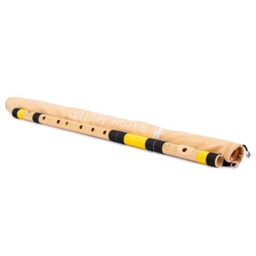 Image of Radhe Flutes PVC Fiber Bass G With Velvet Cover (Beige Flute With Black & Yellow Threads)