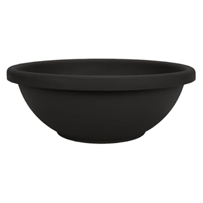 The HC Companies Shallow Planter with Drainage - Contemporary Garden Bowl Planter for Flowers, Herbs & More - Round Succulent Planter Pot for Indoors and Outdoors (20" Black, Pack of 1)