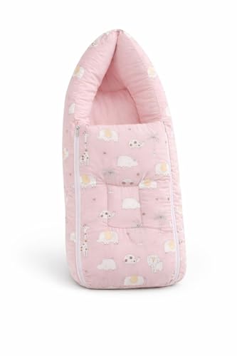 Image of VoiDrop 3 in 1 Baby Sleeping Bag /Baby Bedding Set for New Born, Baby Bed for New Born /Very Soft & Comfortable 0-12 Months /Foldable & Washable Cotton-Pink Desgin