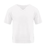 cande maglietta stampa lasciare uomo estate scollo a v solido manica corta sciolto uomo lino t-shirt manica corta bianco magliette, bianco, l