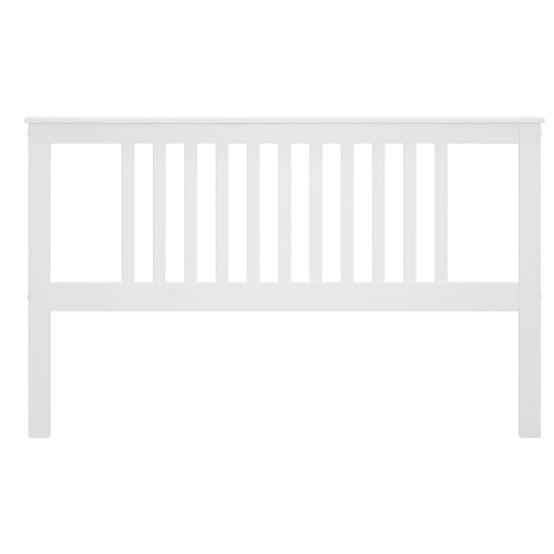 MOBLIT Cabecero de Cama Serie Tabac de Madera de Pino Macizo, Cabecero para Somier 150 cm, Acabado Blanco Lavado, Diseño Robusto y Funcional para Dormitorio
