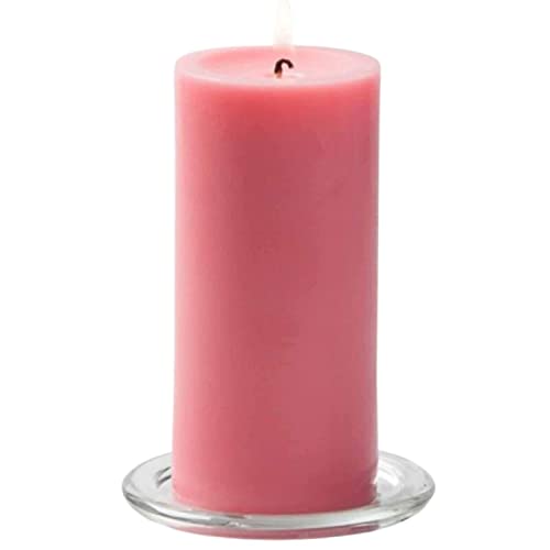 Image of Paraffin Wax Pillar Candles Perfect for Decoration of Dinner, Wedding Parties, Church, Spa, Restaurant, Smokeless Dripless Long Lasting(Set of 3, 2,3,4 inches)(Pink)