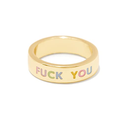 Caiyao Fuck You Ring Y2k Enamel Ring Gold Polished Stackable Knuckle Joint Ring for Women Personality Jewelry-B 7 size