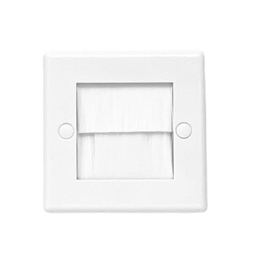 Evoges Brush Faceplate White Brushplate Wall Plate (Pack of 1, 1 Gang Single)