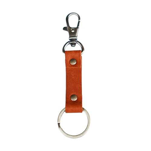 Image of JJNUSA Genuine Leather Keychain Walnut Leather Key Holder Mens Belt Key Chain Ring Fob