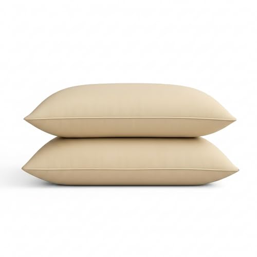 Peru Pima 415 Thread Count Percale King Pillowcases - 100% Peruvian Pima Cotton, 2 Piece (2 Pillowcases) - Cooling, Crisp, Hotel Quality Bedding - Latte