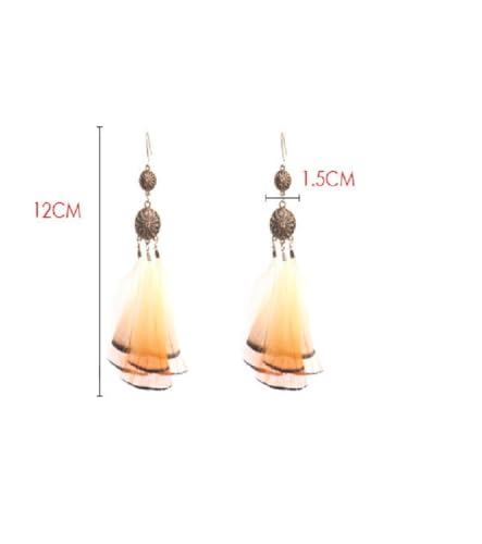 Boucles de Rond géométriques en véritable plume de poule d'exception