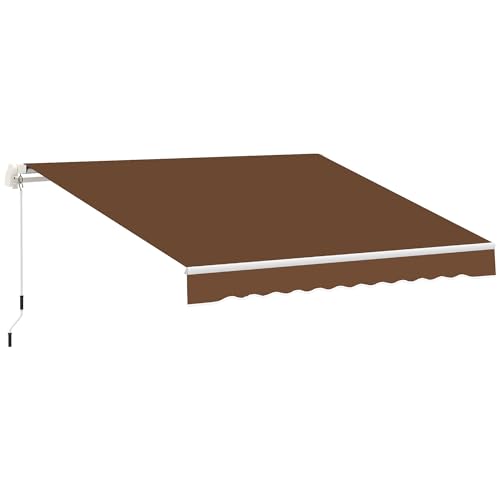 Outsunny Toldo Manual Retráctil 3x2,5 cm, Toldo Exterior Terraza con Ángulo Ajustable, Brazo Articulado, Montaje a Pared, Estructura de Aluminio, Anti UV e Impermeable, para Jardín, Café
