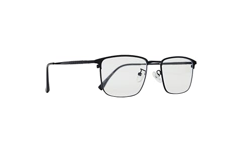 Image of ADMIRE Metal Frame Eyeglasses, Black, Rectangular Shape, Clear Lens, Lightweight Hal-Rim Spectacles