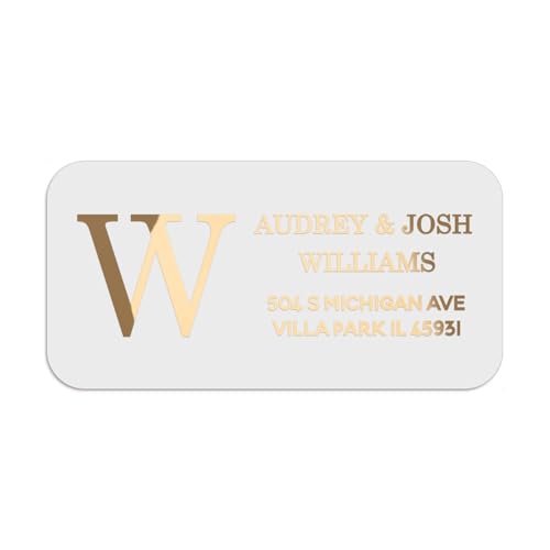 Personalized Return Address Labels with Monogram – Custom Printed Stickers with Initial and Names – Elegant Minimalist Self Adhesive Labels for Wedding Invitations & Envelopes