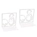 Produktbild VICASKY 2 Stücke Metall Buchstützen Nonskid Heavy Duty Bookends Regale Halter Dragon Geschnitzt Hohl Buch Stand Book Stopper Magazin Display Stand für Home Office Weiß