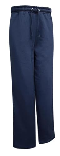 Adaptive Full-Length Side-Zipper Fleece Pant, Unisex Elastic-Waistband Pants with Two Full-Length Side Zippers-Opens TOP to Bottom Navy