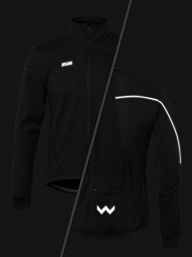 ARSUXEO Cycling Jacket Mens Winter Thermal Mountain Bike Jacket Softshell Coat Waterproof Windproof 16H black S - Image 5