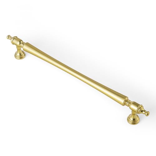 Goo-Ki Brushed Gold Cabinet Pulls, Solid Heavy Drawer Handles, 7 9/16 Inch (192mm) Hole Center Luxury Dresser Hardware for Kitchen Cabinets and Bathroom Vanity, 6 Pack