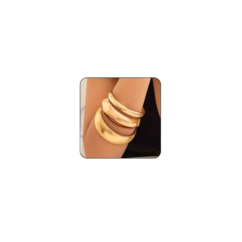 Sora Tuki Chunky Gold Bangle Bracelets for Women Thick Gold Cuff Bracelets Big Silver Chunky Bracelet Large Wide Wrist Statement Silver Bracelet for Women Fashion Trendy Jewelry (1 - gold)