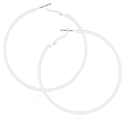 2Pcs Hoop Earrings for Women 70s 80s 90s Large Retro Neon Earrings 60mm Hoop Earrings Cute Beach Earrings Party Earrings Accessories for Women