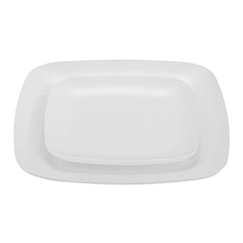 Bloomingoods Plastic Disposable Square Dessert Plates | 50-Pack 7.25 Inches White Appetizer/Salad Square Plates | Ideal For Weddings, Parties, Catering | Heavy Duty & Non Toxic #TOP5