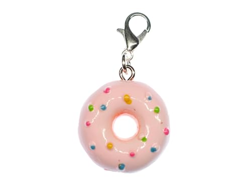 Miniblings Bijoux fantaisie plaqué argent à la main I Pendentifs Donut perles colorées charm glaçage rose bonbon saupoudre gâteau - Tirette breloque pendentif - pendentif pour bracelet