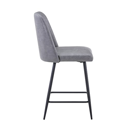 Jofran Inc Butaco Tapizado en Cuero Sintético Gris Altura de Mostrador Set de 2 Estilo Moderno miniatura 6