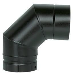 Coude a segments emaille pour poele a bois - Coude a 90 - diametre 150 - Couleur : Noir Mat