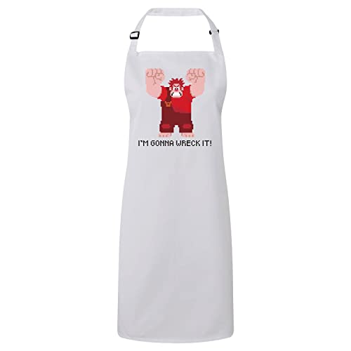 Tablier cuisine blanc Ralph 8 bits retro gaming en coton premium