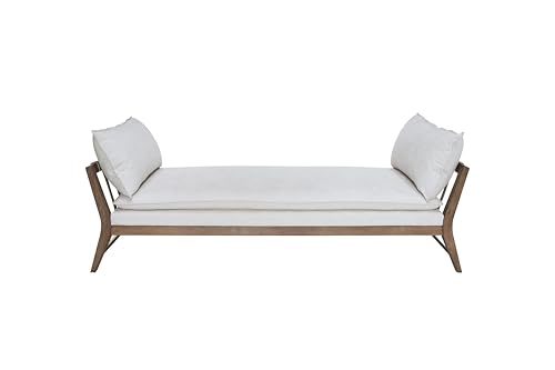 White Leather Strap Detail Daybed - Pillows & Cushions Included